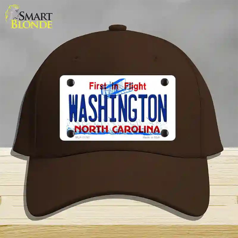 Washington North Carolina State Novelty License Plate Hat Cotton / Dark Brown