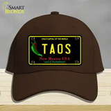 Taos New Mexico Black State Novelty License Plate Hat Cotton / Dark Brown