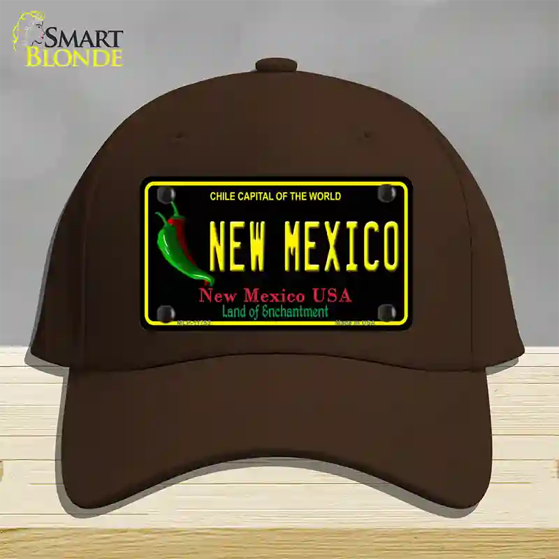 New Mexico Black State Novelty License Plate Hat Cotton / Dark Brown