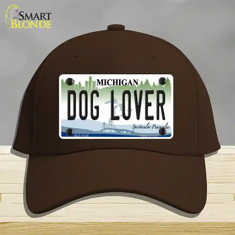 Michigan Dog Lover Novelty License Plate Hat Cotton / Dark Brown