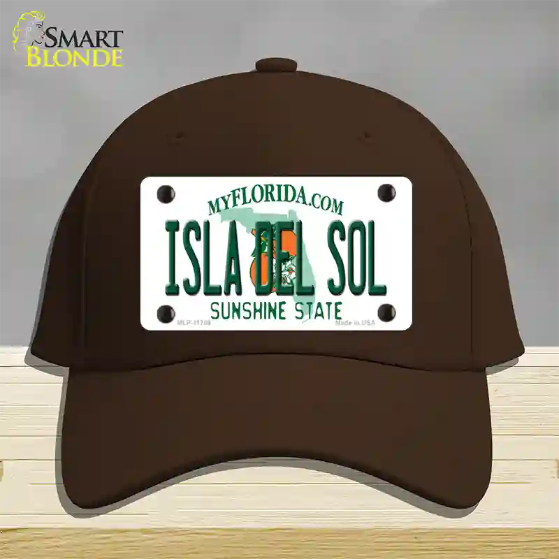 Isla Del Sol Florida Novelty License Plate Hat Cotton / Dark Brown