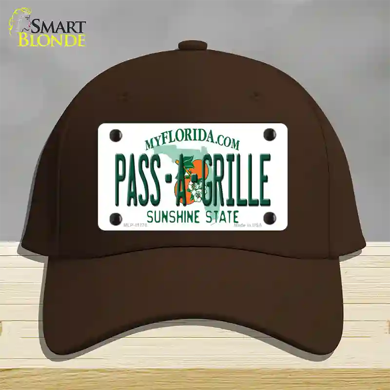 Pass A Grille Florida Novelty License Plate Hat Cotton / Dark Brown