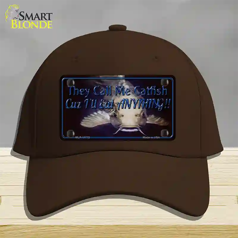 They Call Me Catfish Novelty License Plate Hat Cotton / Dark Brown