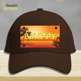 Be Happy Beach Scene Novelty License Plate Hat Cotton / Dark Brown