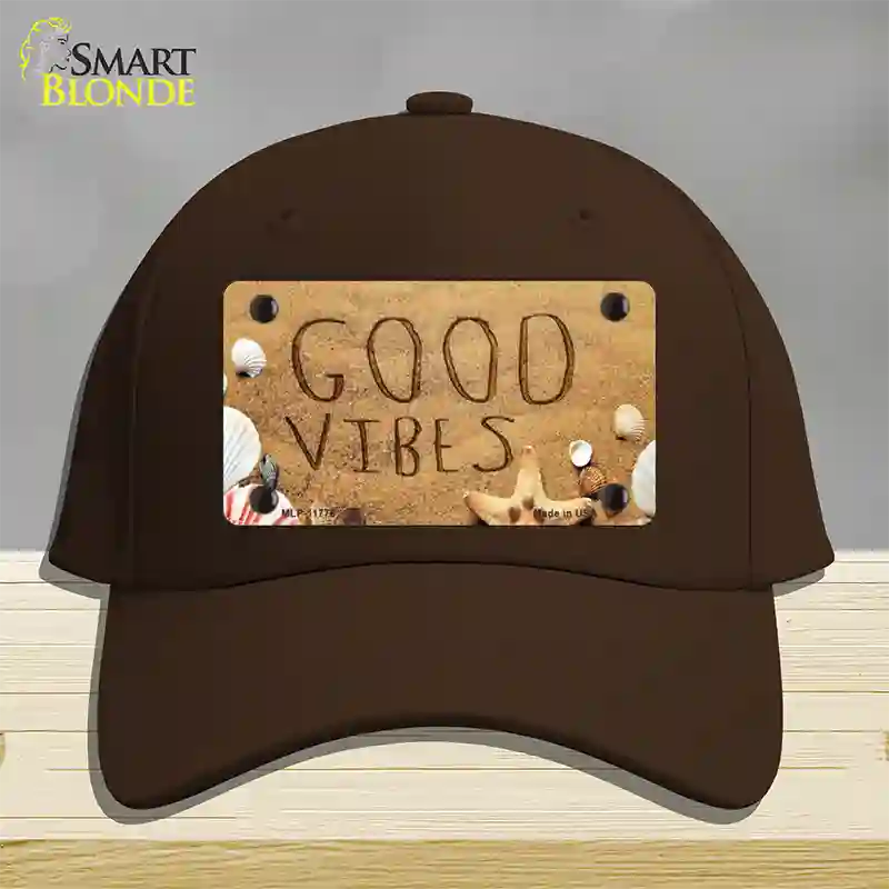 Good Vibes in the Sand Novelty License Plate Hat Cotton / Dark Brown