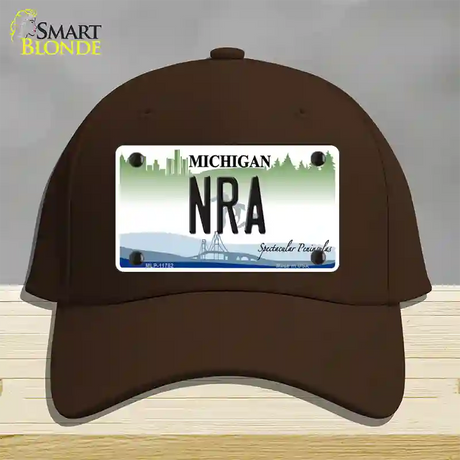 NRA Michigan Novelty License Plate Hat Cotton / Dark Brown