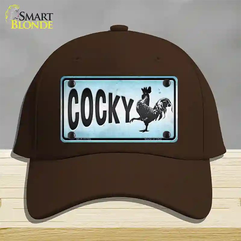 Cocky Chicken Novelty License Plate Hat Cotton / Dark Brown