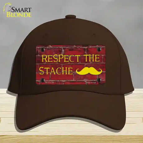 Respect the Stache Novelty License Plate Hat Cotton / Dark Brown