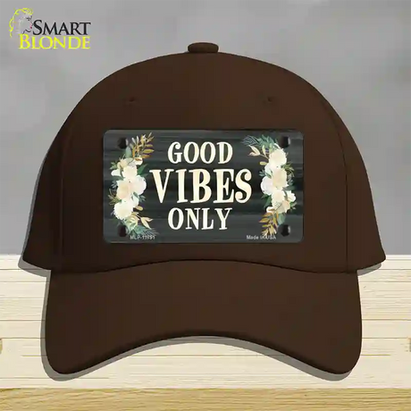 Good Vibes Only Novelty License Plate Hat Cotton / Dark Brown