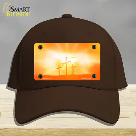 Crosses in the Sun Orange Novelty License Plate Hat Cotton / Dark Brown