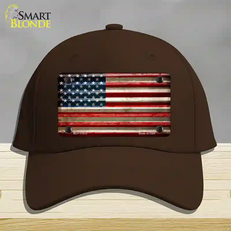 American Flag Corrugated Novelty License Plate Hat Cotton / Dark Brown