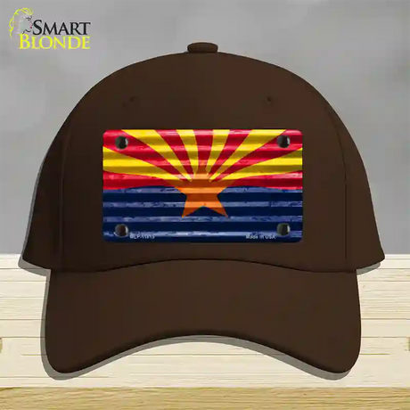 Arizona Flag Novelty License Plate Hat Cotton / Dark Brown