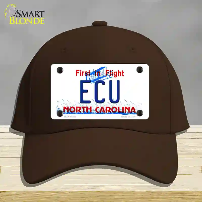 ECU North Carolina Novelty License Plate Hat Cotton / Dark Brown