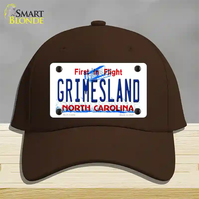 Grimesland North Carolina Novelty License Plate Hat Cotton / Dark Brown