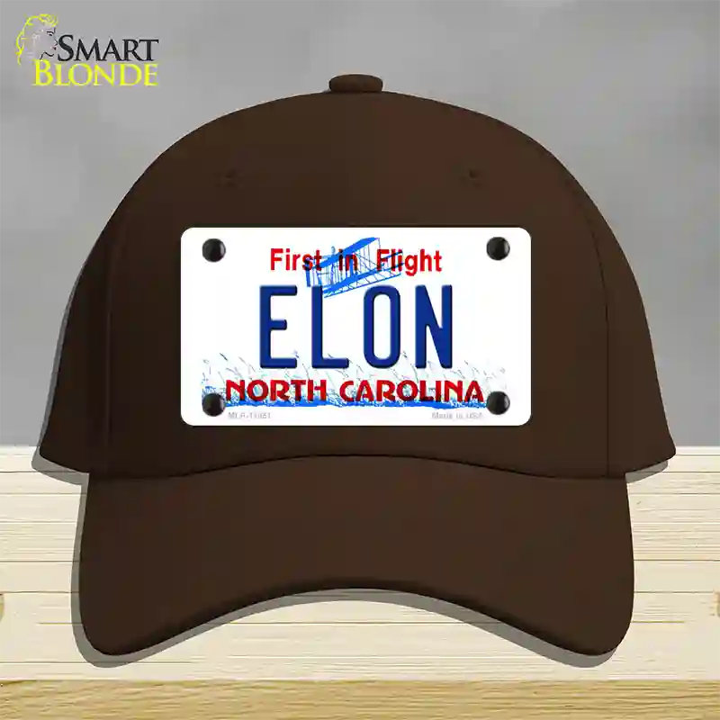 Elon North Carolina Novelty License Plate Hat Cotton / Dark Brown