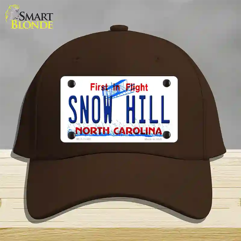 Snow Hill North Carolina Novelty License Plate Hat Cotton / Dark Brown