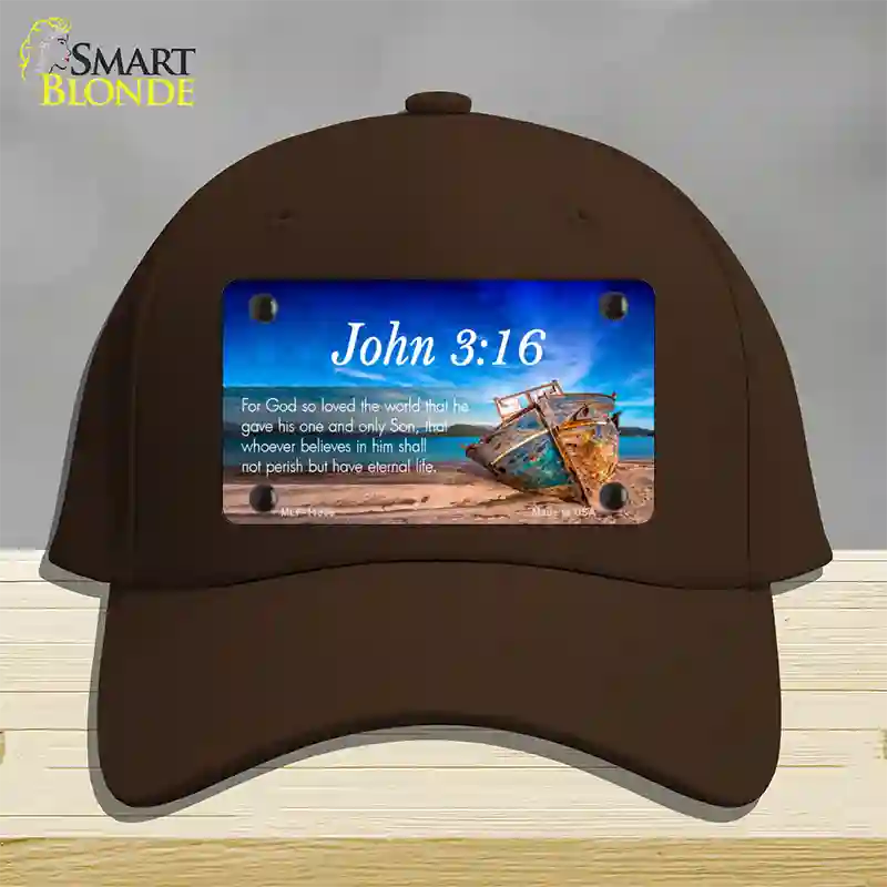 John 3 16 Beach Novelty License Plate Hat Cotton / Dark Brown