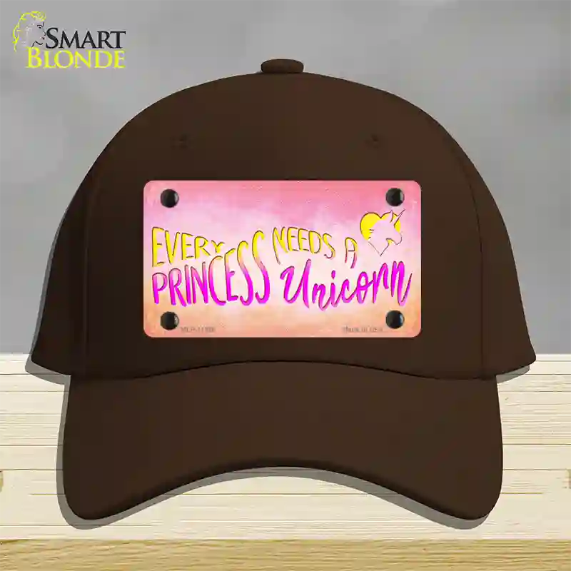 Princess and Unicorn Novelty License Plate Hat Cotton / Dark Brown