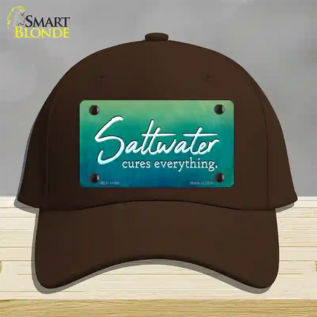 Saltwater Cures Everything Novelty License Plate Hat Cotton / Dark Brown