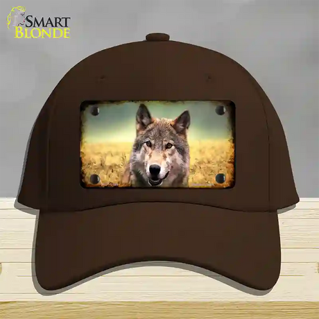 Wolf Novelty License Plate Hat Cotton / Dark Brown