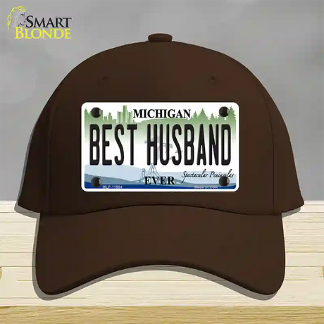 Michigan Best Husband Novelty License Plate Hat Cotton / Dark Brown