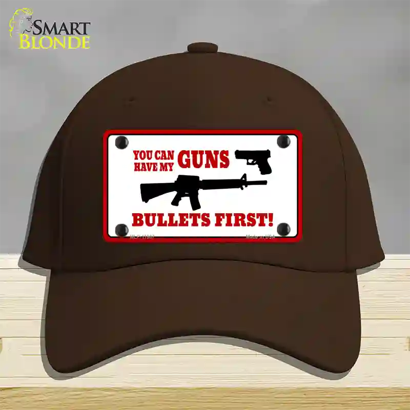 Bullets First Novelty License Plate Hat Cotton / Dark Brown