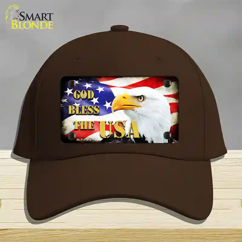 God Bless The USA Novelty License Plate Hat Cotton / Dark Brown