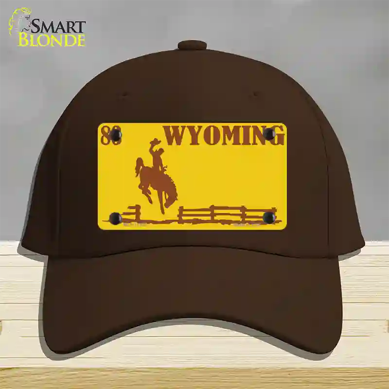 Wyoming Yellow Novelty License Plate Hat Cotton / Dark Brown