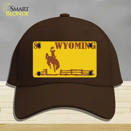 Wyoming Yellow Novelty License Plate Hat Cotton / Dark Brown