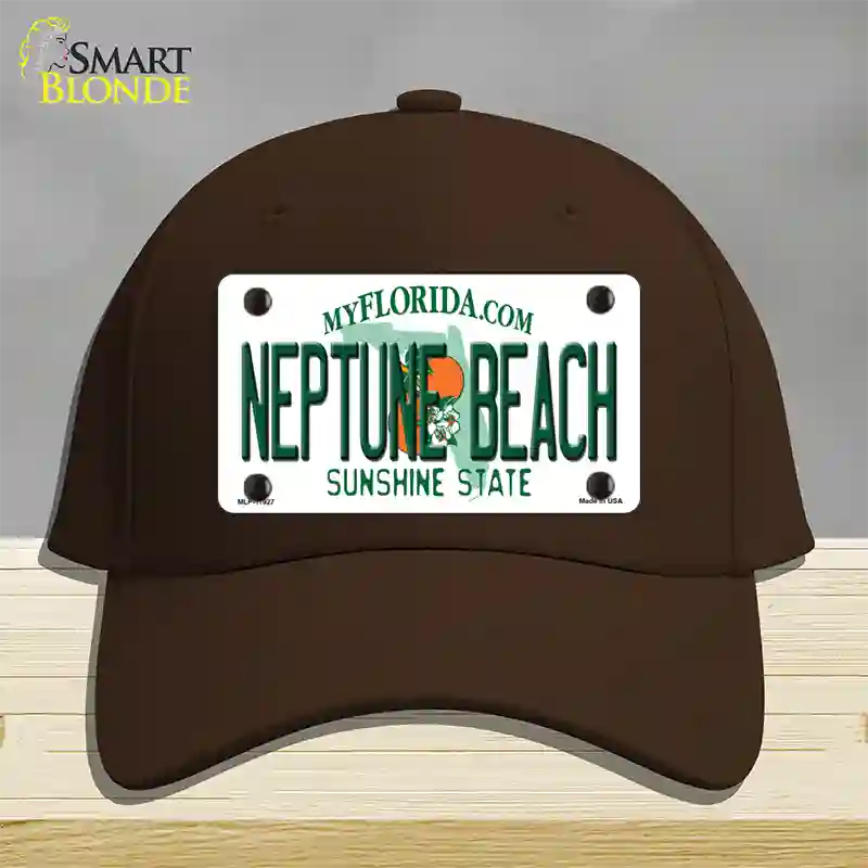 Florida Neptune Beach Novelty License Plate Hat Cotton / Dark Brown