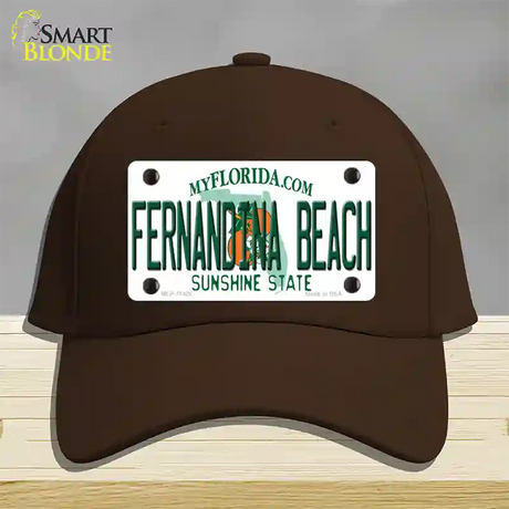 Florida Fernandina Beach Novelty License Plate Hat Cotton / Dark Brown