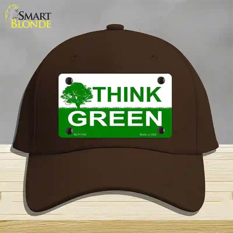 Think Green Novelty License Plate Hat Cotton / Dark Brown