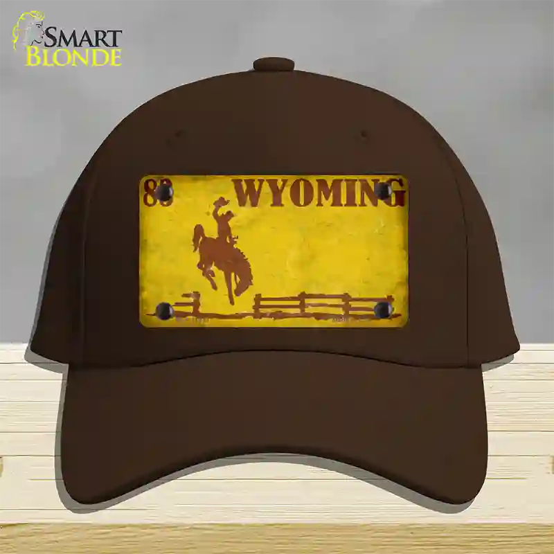 Wyoming Yellow Rusty Novelty License Plate Hat Cotton / Dark Brown