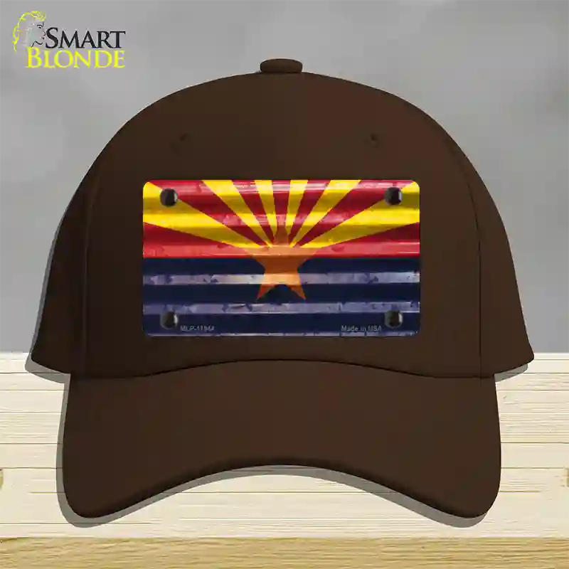 Arizona Corrugated Flag Novelty License Plate Hat Cotton / Dark Brown