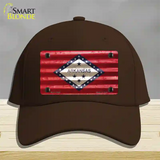 Arkansas Corrugated Flag Novelty License Plate Hat Cotton / Dark Brown