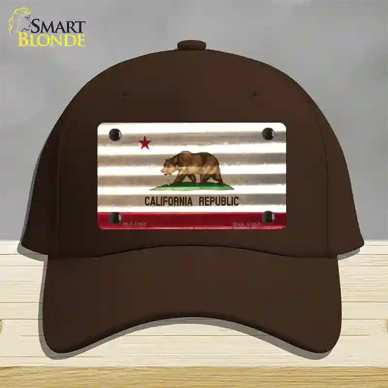 California Corrugated Flag Novelty License Plate Hat Cotton / Dark Brown