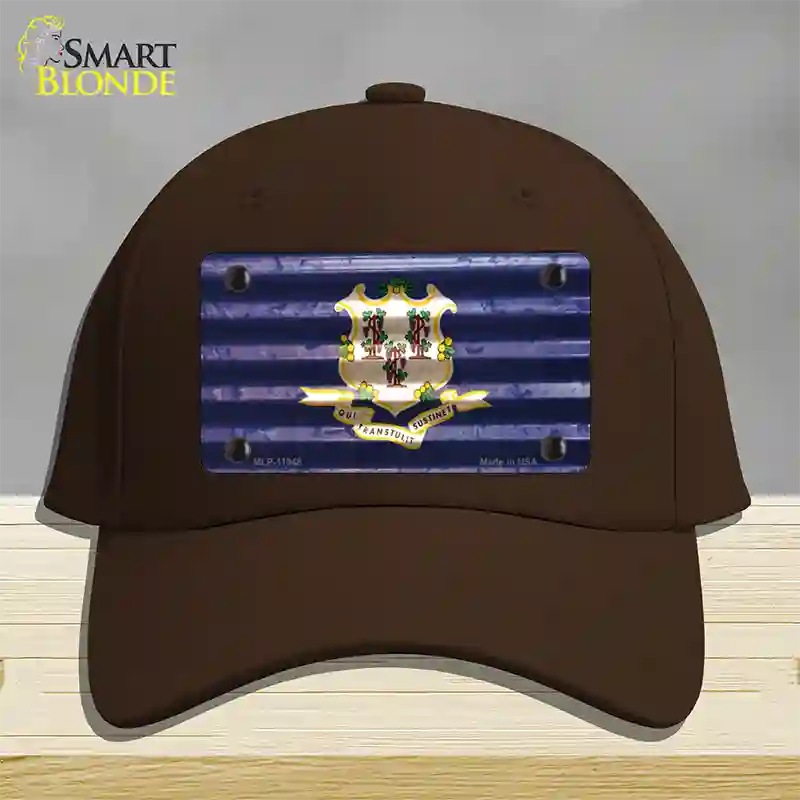 Connecticut Corrugated Flag Novelty License Plate Hat Cotton / Dark Brown