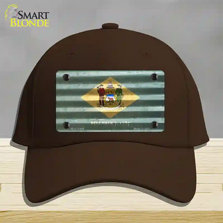 Delaware Corrugated Flag Novelty License Plate Hat Cotton / Dark Brown