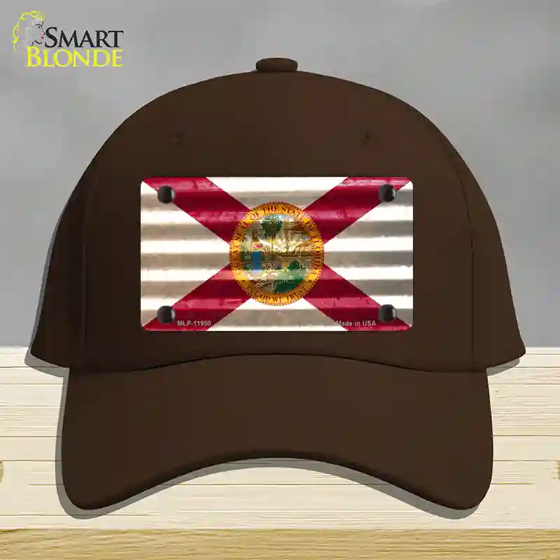 Florida Corrugated Flag Novelty License Plate Hat Cotton / Dark Brown