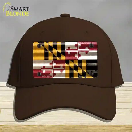 Maryland Corrugated Flag Novelty License Plate Hat Cotton / Dark Brown