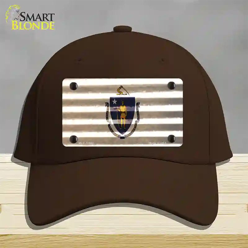 Massachusetts Corrugated Flag Novelty License Plate Hat Cotton / Dark Brown