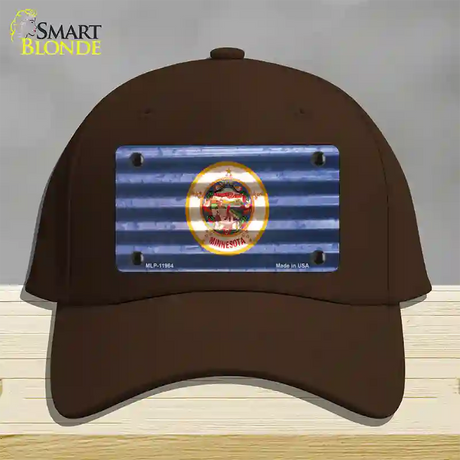 Minnesota Corrugated Flag Novelty License Plate Hat Cotton / Dark Brown