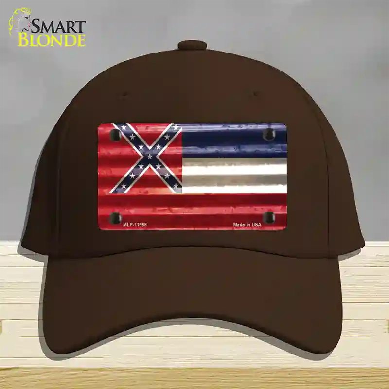 Mississippi Corrugated Flag Novelty License Plate Hat Cotton / Dark Brown