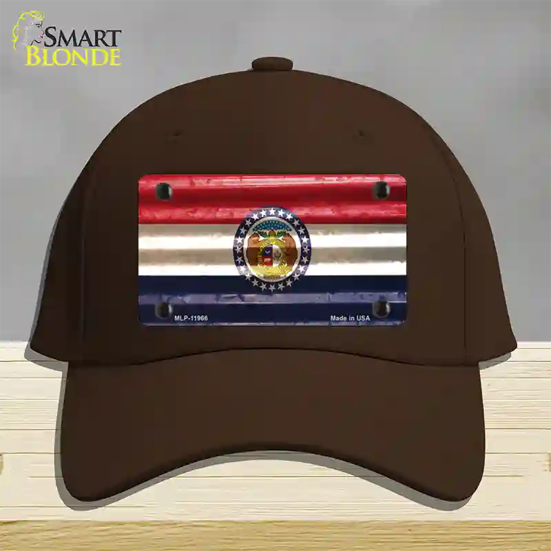 Missouri Corrugated Flag Novelty License Plate Hat Cotton / Dark Brown