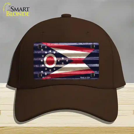 Ohio Corrugated Flag Novelty License Plate Hat Cotton / Dark Brown