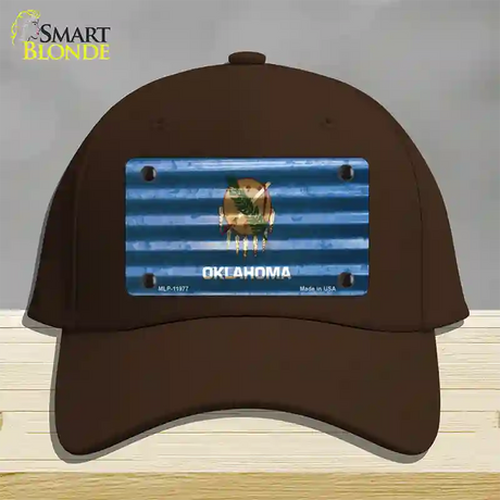 Oklahoma Corrugated Flag Novelty License Plate Hat Cotton / Dark Brown