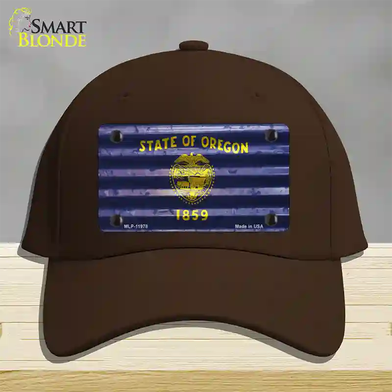 Oregon Corrugated Flag Novelty License Plate Hat Cotton / Dark Brown