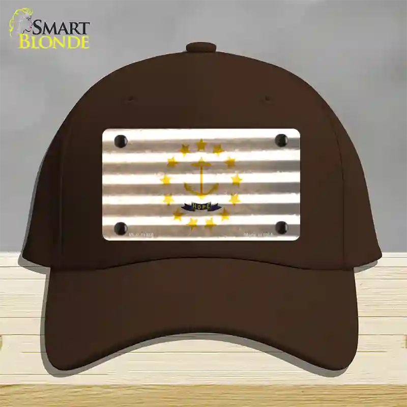 Rhode Island Corrugated Flag Novelty License Plate Hat Cotton / Dark Brown