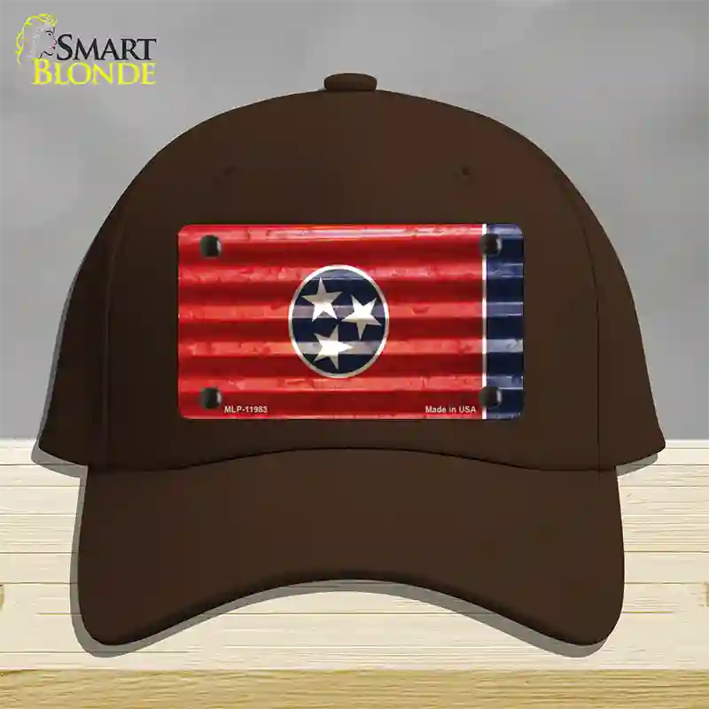 Tennessee Corrugated Flag Novelty License Plate Hat Cotton / Dark Brown