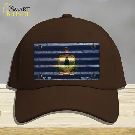 Vermont Corrugated Flag Novelty License Plate Hat Cotton / Dark Brown